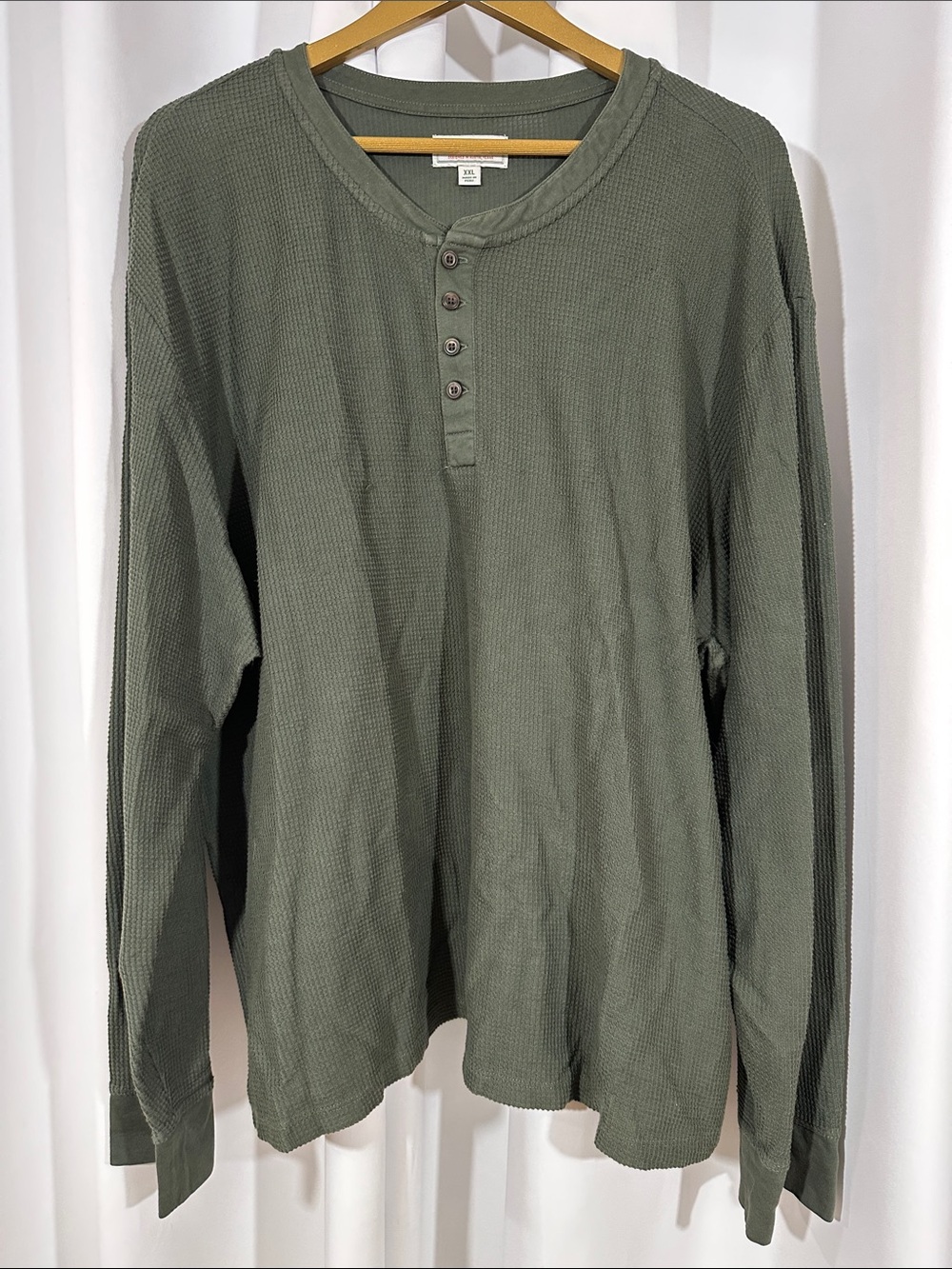 Tecovas Henley Shirt Men's XXL Olive Green Waffle Knit Pima Cotton